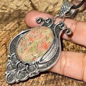 Beautiful Unakite Jasper Pendant 3”